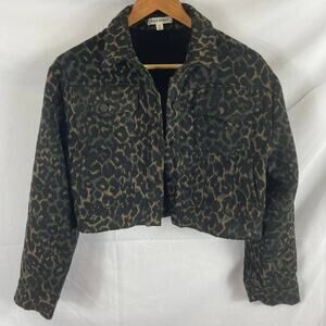 Wild Honey Animal Print Button Up Cropped Jacket Small